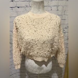 Debut cream cropped shaggy sweater size S/M